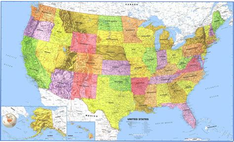 24x36 United States Usa Us Executive Wall Map Poster Mural 24x36 Paper