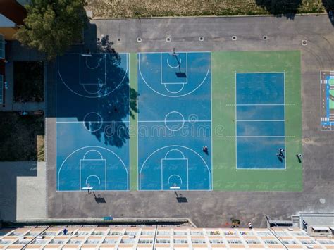 Aerial View Of Basketball Courts In A Park Stock Photo Image Of