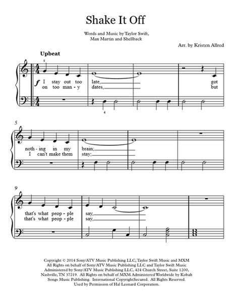 Shake It Off - Taylor Swift - Easy Piano Cover Sheet Music