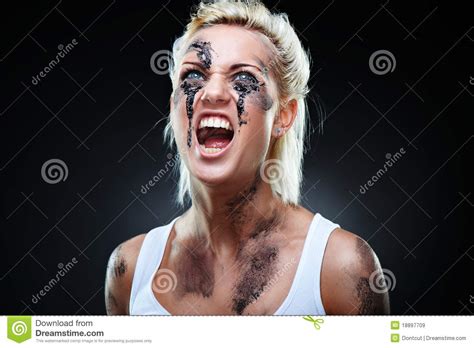 Beautiful Girl With Dirt On Her Face Stock Image Image