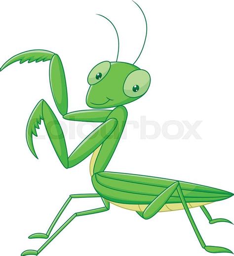 Illustration Of Praying Mantis Grasshopper Cartoon Stock Vector