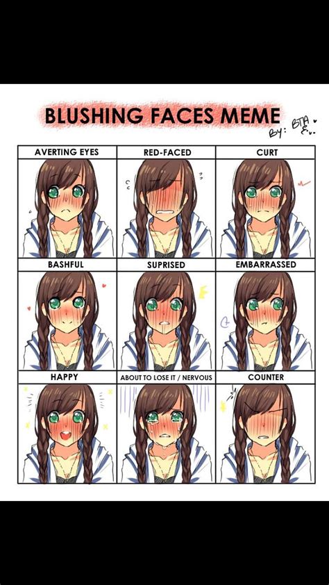 Anime Blushing Chart Neat Anime Faces Expressions Drawing Expressions Flirty Face Expression