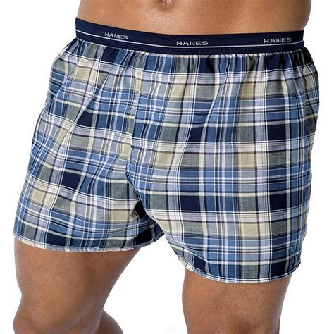 Hanes Hanes Mens Red Label Exposed Waistband Fashion Plaid Boxer