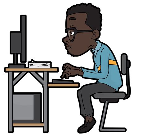 Fileblack Cartoon Man Using A Computersvg Wikimedia