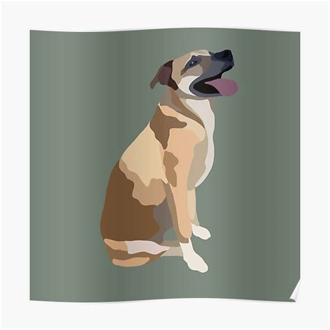 Black Mouth Cur Dog Portrait Digital Illustration Poster For Sale By