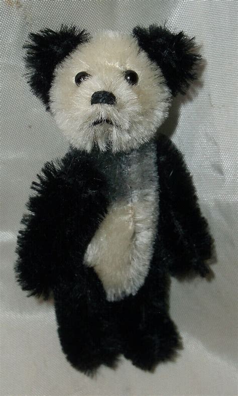 Rare Tiny Schuco Panda Bear Mohair 2 1234 Early Vintage Miniature