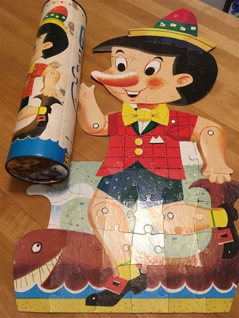 Vintage 27 Pinocchio Giant Puzzle In A Tube 458 50 Etsy