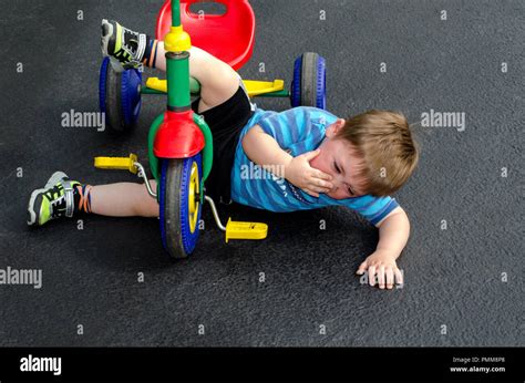 Crying Child Fell Off His Bike Stock Photo Alamy