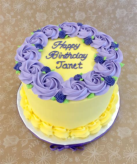 Yellow And Purple Rosette Cake Easy Cake Decorating Beautiful Birthday