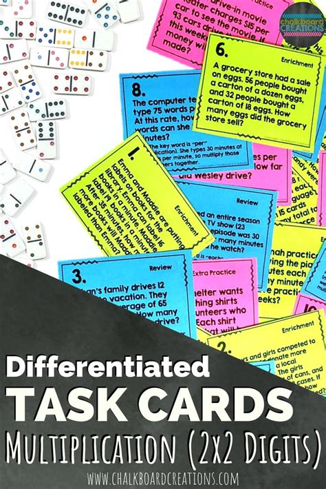 Differentiated Task Cards For Multiplication 2x2 Digits With Text Overlay