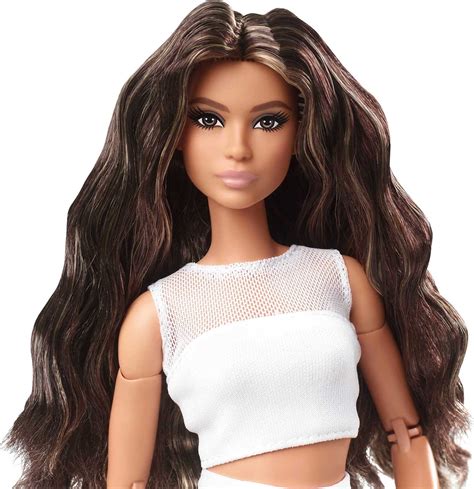 Barbie Signature Barbie Looks Doll Brunette Wavy Hair Fully Posable Fashion Doll Wearing White