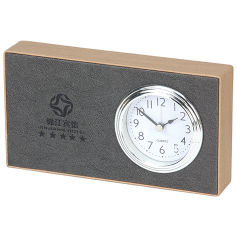 Custom Design Gray Leather Room Alarm Clock In Room Clock Shenzhen