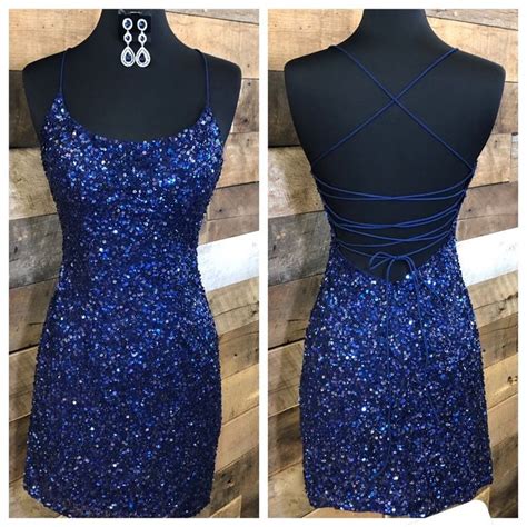 Sparkle Navy Blue Tight Party Dress Homecoming Dresses Short Tight Royal Blue Homecoming