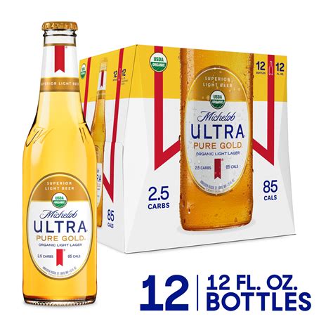 Michelob Ultra Pure Gold Organic Light Lager 12 Pack Beer 12 Fl Oz
