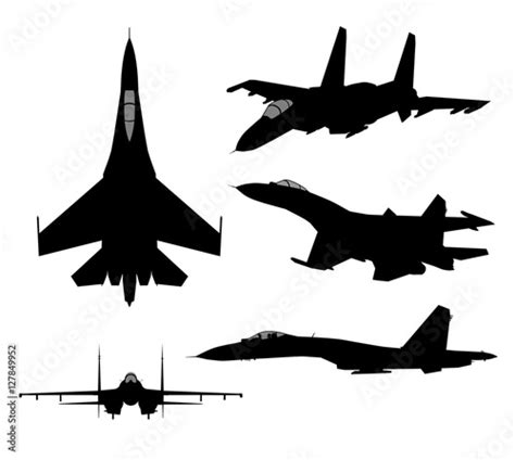 Set Of Military Jet Fighter Silhouettes Stock Image And Royalty Free