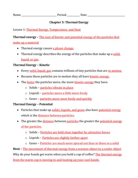 33 Thermal Energy Temperature And Heat Worksheet Answers Support