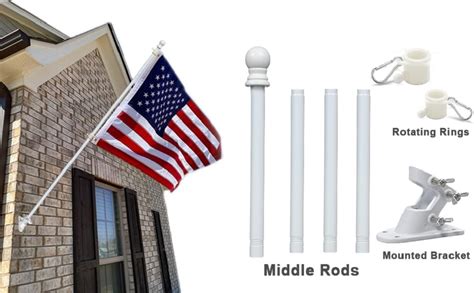 Hosko White Flag Pole 5ft Tangle Free Flag Pole Kit For