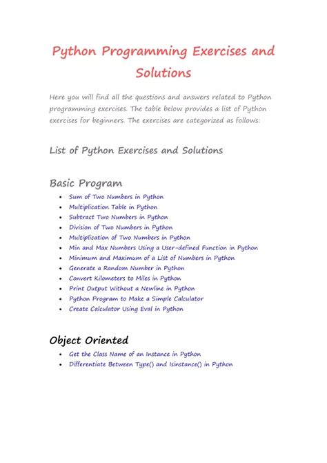 PPT Python Programming Exercises And Solutions PowerPoint Presentation ID
