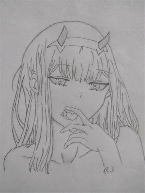 Zero Two From Darling In The Franxx Rishirs123 Sketches Tutorial Zero Two Darling In The