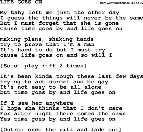 Johnny Cash Song Life Goes On Lyrics