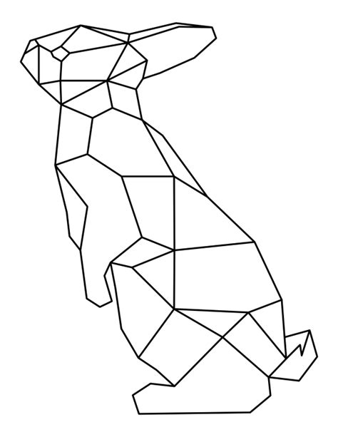 Printable Standing Geometric Rabbit Coloring Page