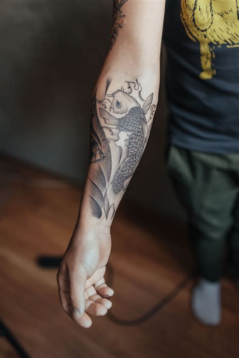 Koi Fish Tattoo Dot Work Koi Tattoo Design Koi Tattoo Sleeve
