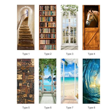 3d Door Mural Door Sticker Removable Self Adhesive Wall Decal Removable