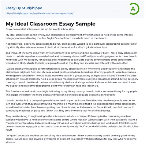 My Ideal Classroom Essay Sample