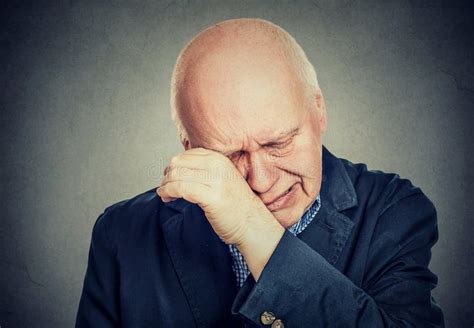 Sad Senior Man Lonely Grandfather Depressed Crying Stock Image Image