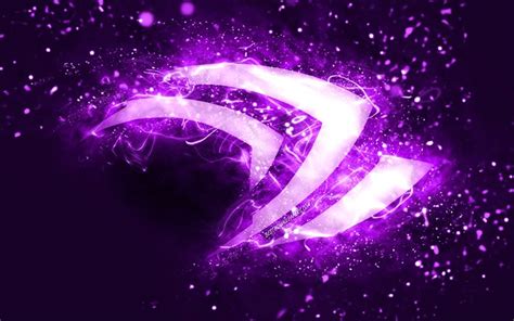 Download Wallpapers Nvidia Violet Logo 4k Violet Neon Lights