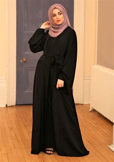 Plain Black Pocket Abaya Ready To Dispatch Muslimah Fashion Outfits Women Blouses Fashion