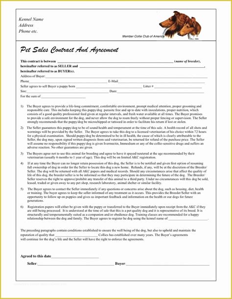 Free Dog Training Contract Template