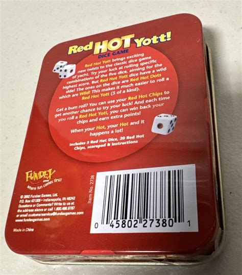Red Hot Yott Dice Game 2002 Fundex Complete In Tin Container Ebay
