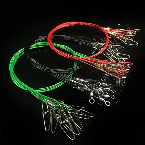 Fishing Line Steel Wire Leader With Swivel Fishing Accessory 3 Color