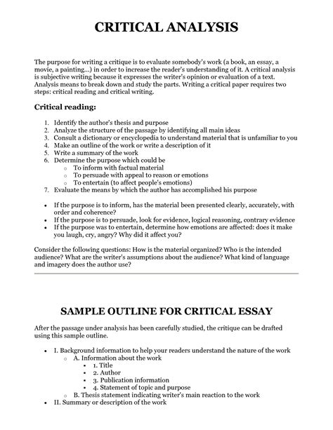 What is a research article critique? Wonderful Critical Essay Example ~ Thatsnotus