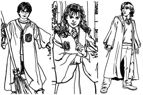 Harry Potter Ron Weasley And Hermione Granger Coloring Pages  Coloring
