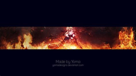 Webmasters, you can add your site in. YouTube Banner Fire Devil Saber by YomaDesigns on DeviantArt