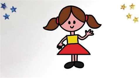 How To Draw A Girl Easy Tutorial For Kids Toddlers Preschoolers Youtube