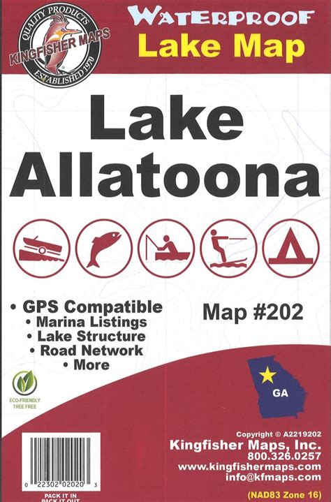 Lake Allatoona Waterproof Lake Map By Kingfisher Maps Inc