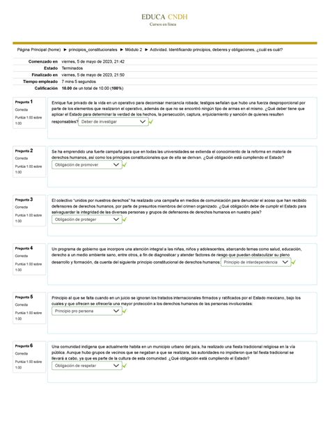 Actividad 2 Identificando Principios Deberes Y Obligaciones ¿cuál Es Cuál Educa Cndh Cursos