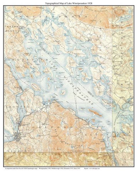 Lake Winnisquam Ca 1927 Old Topographic Map Usgs Custom Etsy Lake