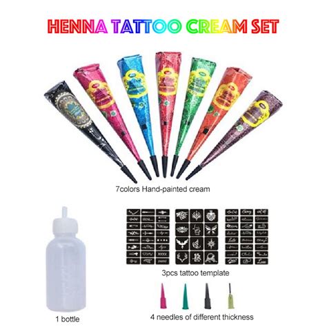 Diy Waterproof Indian Henna Tattoo Paste Cone Set Temporary Tattoo For