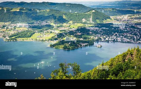 Aerial View Of Traunsee And Gmunden Austria Beautiful Lake Panorama