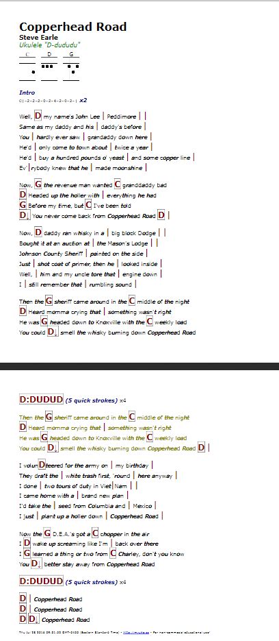 Copperhead Road Chords And Lyrics Chord Any Song