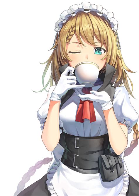 Cute Anime Girl G36 Drinking Tea Artist Vikpie Girls