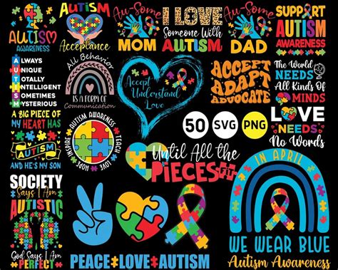 Autism Svg Bundle Autism Awareness Png Autism Mom Svg Autism Ribbon