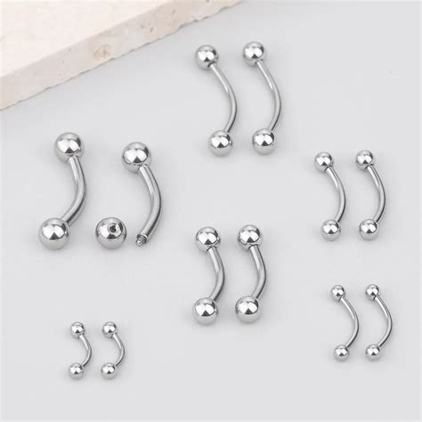 2pc stainless steel eyebrow piercing externally threaded curved barbell eyebrow banana ring