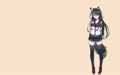 Wallpaper Original Characters Anime Simple Background Fox Girl
