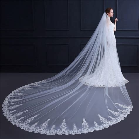 New One Layer 35 Meters Bling Sequins Lace Edge Luxury Long Wedding