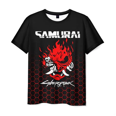 Cyberpunk 2077 Men T Shirt Samurai Logo Idolstore Merchandise And